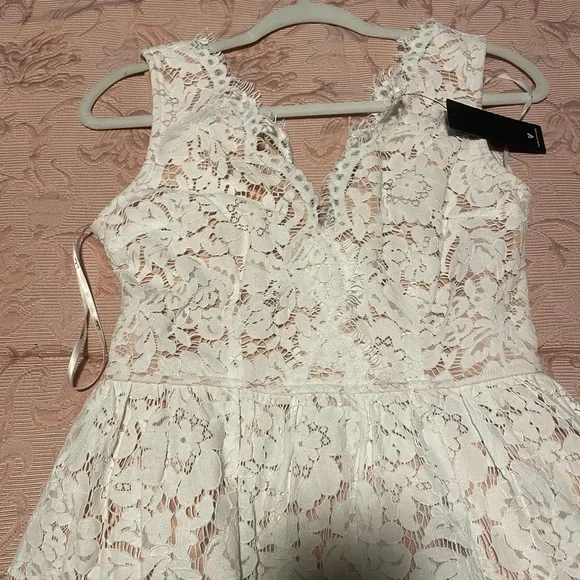 Lulus Love Swept White Lace midi skater dress with pockets NWT Brides - Picture 9 of 9